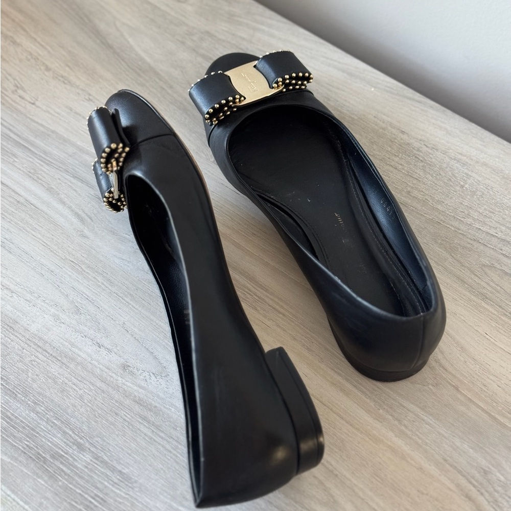 Ferragamo Black Bow Flats